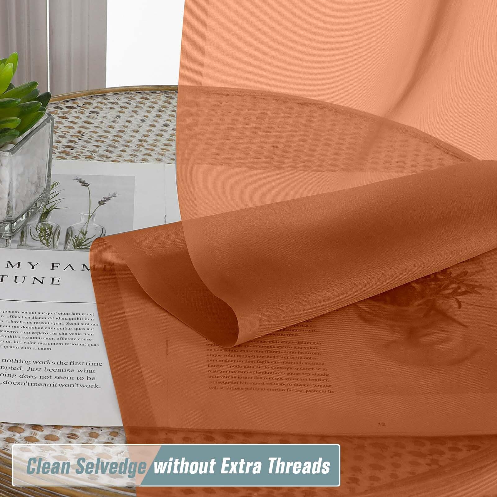 Ebesto Orange Sheer Curtains for Window 96 Inches Long 2 Panels Set, Soft Airy Light Filtering Voile Sheer Curtains for Living Room Bedroom, Dual Rod Pocket Elegant Window Drapes, 2x42Wx96L Inches