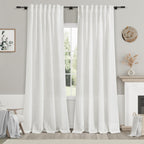 Nanspring Mist Sage Linen Curtains Semi Sheer 96 Inches Long 2 Panels Set for Living Room Back Tab Rod Pocket Light Filtering Drape for Bedroom Modern Farmhouse Coastal Decor Protect Privacy 52x96 — 기타