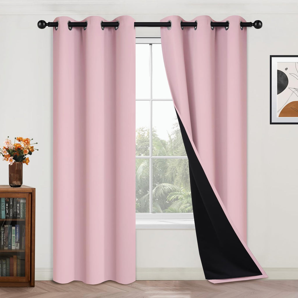 Yakamok Pink 100% Blackout Curtains 84 Inches Long for Bedroom 42" Wide