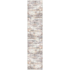 KOZYFLY Modern Abstract Washable Rug Runner 2.6x12 Hallway Rug Runner Non-Slip Soft Kitchen Runner Rugs, Multi Grey/Orange Striped Carpet for Entryway Bathroom