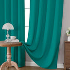 CUCRAF Turquoise Blackout Curtains 96 inch Length 2 Panels Set, Rod Pocket Room Darkening Drapes for Bedroom Living Room, Insulated Thermal Light Blocking Window Curtain (W52 x L96 Inch)