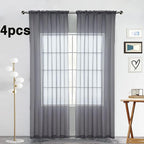 SpaceDresser Grey Sheer Curtains 4 Panels Rod Pocket Semi-Sheer Curtain 45 Inches Long Light Filtering Voile Window Drapes for Bedroom Living Room Kitchen, Each 52W x 45L