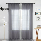 SpaceDresser Grey Sheer Curtains 4 Panels Rod Pocket Semi-Sheer Curtain 72 Inches Long Light Filtering Voile Window Drapes for Bedroom Living Room Kitchen, Each 52W x 72L
