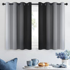 SimpleHome Ombre Room Darkening Curtains 36 inches Length for Bedroom,Grommet Gradient Light Blocking Black Gradient Window Curtains for Living Room,2 Panels, 52x36 inches