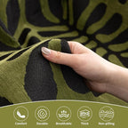 HANDONTIME Boho Couch Cover Geometric Striped Pet Covers for Couches and Sofas Olive Green and Black Dog Cover for Couch Pet Friendly Chenille Sectional Sofa Covers for Pets Washable, 71" X 134"