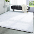 TWINNIS Super Soft Shaggy Rugs Fluffy Carpets, 5x8 Feet, Indoor Modern Plush Area Rugs for Living Room Bedroom Kids Room Nursery Home Decor, Upgrade Anti-Skid Rectangular Fuzzy Rug, White