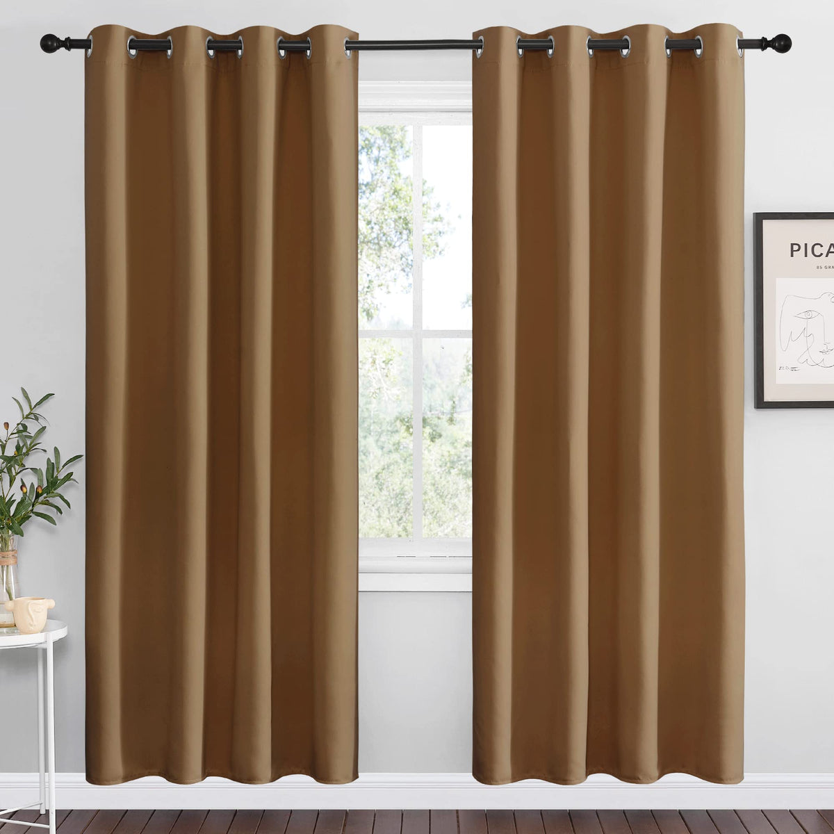 NICETOWN Cappuccino Blackout Curtains for Kitchen 55" w x 78" L 2 Panels
