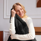 Whale Flotilla Twin Size Fuzzy Fleece Blanket for Bed, 60x80 Inch Fluffy Warm Soft Jacquard Blankets for All Season, Lightweight and Cozy, Black