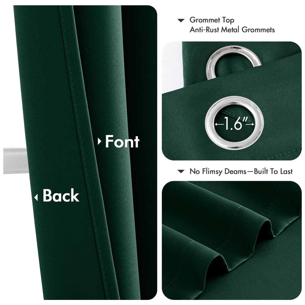 MIULEE Blackout Curtains for Bedroom 2 Panel 40 x 72 Inch Long Hunter Green