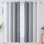 Gray and Greyish White Ombre Blackout Curtains for Bedroom 63 Inch Long