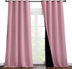 NICETOWN 100% Blackout Blinds, Set of 2, 52 inches x 120 inches, Laundry Room Decor Window Treatment Curtains for Large Patio Sliding Door, Thermal Insulated Crystal Pink Curtains for Bedroom