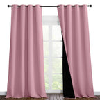 NICETOWN 100% Blackout Blinds, Laundry Room Decor Window Treatment Curtains for Large Patio Sliding Door, Thermal Insulated Crystal Pink Curtains for Bedroom, Set of 2, 55 inches x 102 inches
