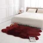 linmopm Faux Fur Rug Sheepskin Shag Fluffy Fuzzy Red 4x6 ft Rugs for Bedroom Bedside Bed Floor Living Room Plush High-Density Cushion Carpet Super Sofa Cover