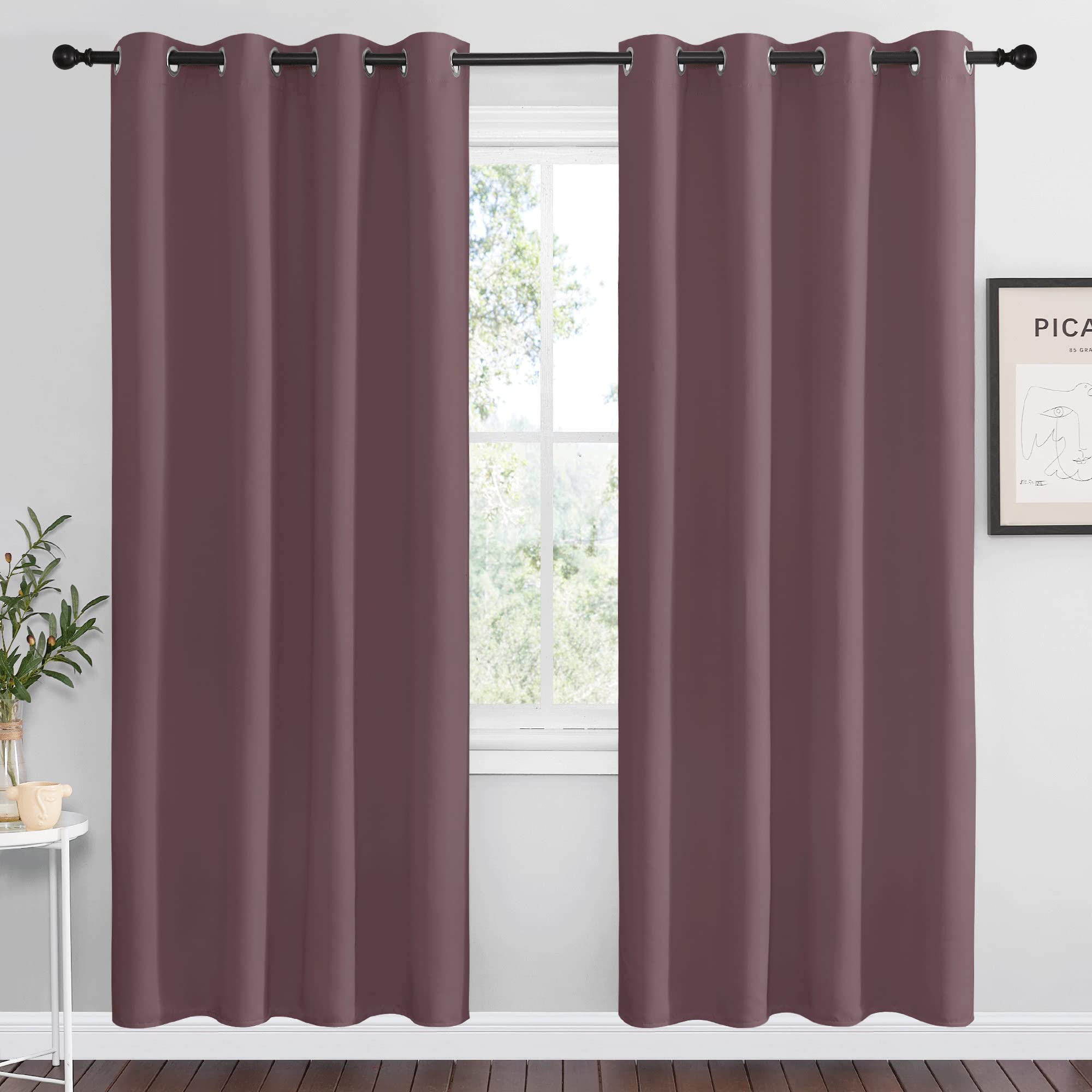 NICETOWN Cappuccino Blackout Curtains for Kitchen 55" w x 78" L 2 Panels