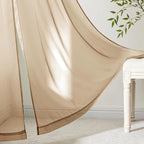 MIULEE Brown Sheer Curtains 63 Inches Long, 4 Panels Set, Rod Pocket Voile Drapes Light Filtering and Semi Transparent, Elegant Window Treatments for Bedroom Living Room,54 x 63 Inches
