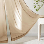 MIULEE Brown Sheer Curtains 90 Inches Long 4 Panels 42 x 90 Inches
