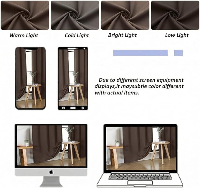 Simplebrand Ava Blackout Curtains for Patio 108 Inches Long 2 Panels Set, Solid Thermal Insulated Room Darkening Rod Pocket Window Treatment Curtains Blackout Drapes, W50 x L108 Inch, Chocolate