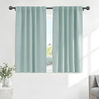 PONY DANCE Short Curtain Panels - Kitchen Curtains Room Darkening Light Blocking Energy Saving Short Drapes/Bedroom with Back Tab Home Decor, 42 in Wide by 45 Long, Mint Green, 2 PCs