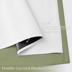 Yakamok 100% Blackout Curtain Panels 84 inches Cold and Light Blocking Drapes for Nursery, 2 Thick Layers Thermal Insulated Draperies (2 Pieces, 50 Wide Each Panel, Sage Front with White Backing)