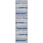KOZYFLY 3x10 Ft Rug Modern Ombre Runner Rug for Hallway, Washable Kitchen Rugs Non-Slip Soft Striped Entryway Rug, Print Blue/Grey/Beige Abstract Carpet for Laundry Nursery