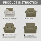 Easy-Going Stretch Oversized Chair Sofa Slipcover 1-Piece Couch Sofa Cover Furniture Protector Soft with Elastic Bottom for Kids Spandex Jacquard Fabric Small Checks Khaki