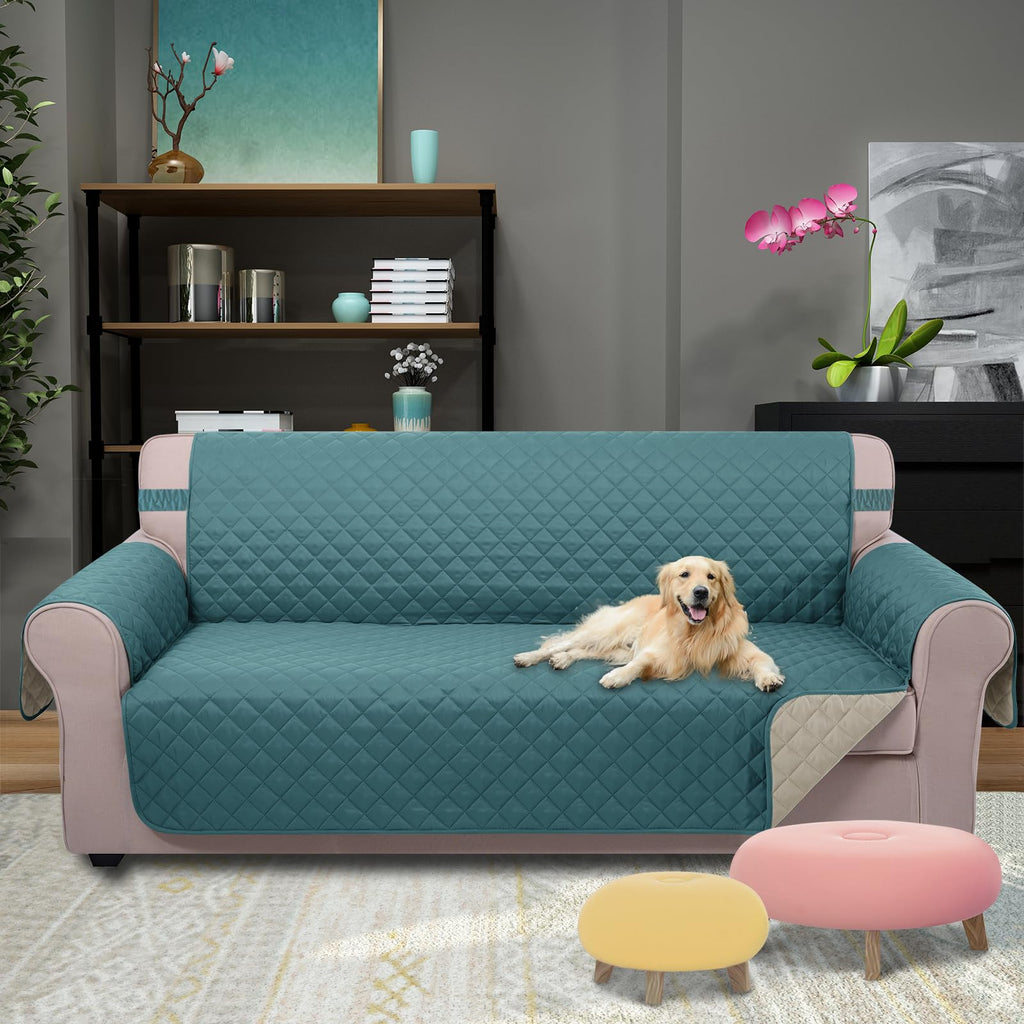 U-NICE HOME Large Sofa Cover Reversible Couch Cover for Dogs, Blue/Beige