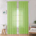 OWENIE Lime Sheer Curtains for Bedroom Living Room 96 Inches Long 2 Panels Set, Soft Solid Light Filtering Clear Sheer Ceiling to Floor for Large Window, 2Pcs, Each 42" W x 96" L, Lime