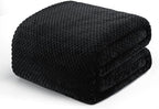 Exclusivo Mezcla Fleece Bed Blanket King Size, Super Soft and Warm Blankets for Couch, Sofa and Bed Waffle Textured, Cozy, Fuzzy and Lightweight (Black, 90x104 Inches)
