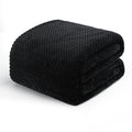 Exclusivo Mezcla Soft Waffle Fleece Bed Blanket Queen Size, Black