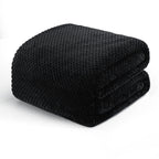 Exclusivo Mezcla Soft Waffle Fleece Bed Blanket Queen Size, Black
