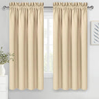 DWCN Blackout Curtains Room Darkening Thermal Insulated Bedroom Curtains Window Curtain Panels, 52 x 63 inches Long, Set of 2 Beige Rod Pocket Drapes