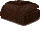 Puncuntex Brown Throw Blanket 108"×90" inches Fuzzy 3D Jacquard Decorative Flannel Fleece Super Soft Plush Cozy Blanket for Couch Sofa Chair Lightweight