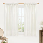 LAMIT Light Filtering Linen Curtains 54 Inches Long for Bedroom, Natural Ivory Soft Faux Linen Textured Panels Rod Pocket Neutral Drapes for Window/Loft Room, 42 x 54 Inch, 2 Panels