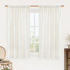 LAMIT Light Filtering Linen Curtains 54 Inches Long for Bedroom, Natural Ivory Soft Faux Linen Textured Panels Rod Pocket Neutral Drapes for Window/Loft Room, 42 x 54 Inch, 2 Panels