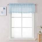 Chyhomenyc Sky Blue Sheer Valances for Windows - Light Filtering Small Kitchen Curtains, Rod Pocket Short Top Window Treatment Decor for Living Room Bathroom Basement, 42Wx16L inches, 2 Panels