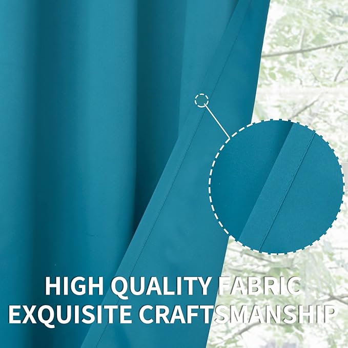 BGment Blackout Curtains - Grommet Thermal Insulated Room Darkening Bedroom and Living Room Curtains, Set of 2 Panels (42 x 84 Inch, Peacock Blue)
