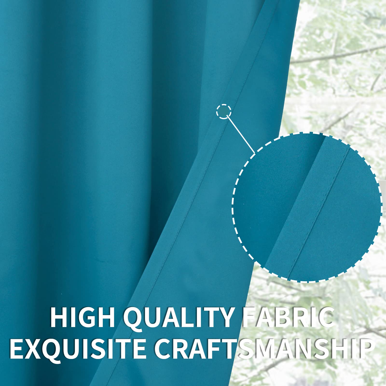 BGment Peacock Blue Blackout Curtains for Bedroom 72 Inch Long - 2 Panels