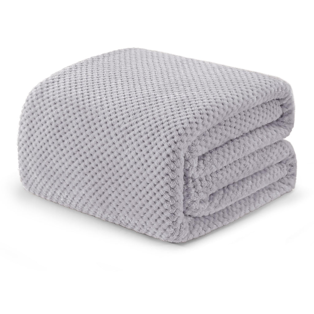 Exclusivo Mezcla Soft Waffle Fleece Bed Blanket Twin XL Size, Light Gray