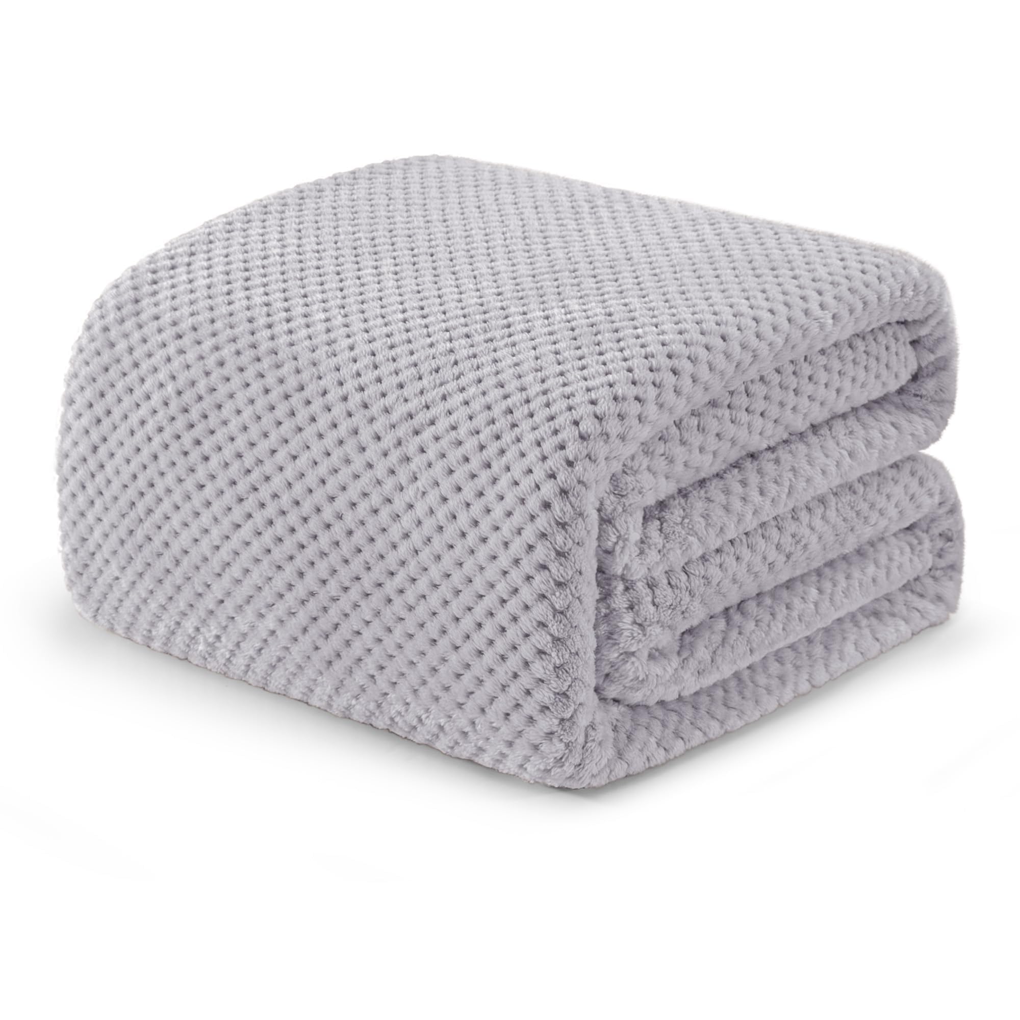 Exclusivo Mezcla Soft Waffle Fleece Bed Blanket Twin XL Size, Light Gray