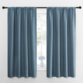 NICETOWN Kitchen Curtains, Short Blackout Drapes, Smoky Blue, 34 in x 45 in (W x L), Set of 2, Thermal Insulated Rod Pocket Window Treatment Draperies for Nursery