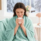 BEDELITE Fleece Throw - Twin Blanket for Bed Couch, 3D Jacquard Decorative Haze Blue, Soft Cozy Warm Plush Fuzzy Blanket for All Seasons, 60x80Inches