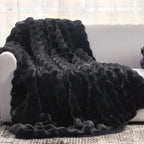 Cozy Bliss Cow Print Faux Fur Throw Blanket for Couch, Fuzzy Soft Plush Thick Bubble Blanket for Sofa Bedroom Living Room, 50x60 Inches
