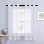 NICETOWN Sheer Curtains 63 inch Length - Grommet Living Room Curtain Panels Voile Textured Soft and Lightweight Window Treatments for Bedroom Decor, W37 x L63, 2 Pieces
