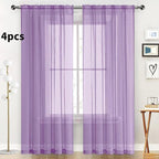 SpaceDresser Lavender Sheer Curtains 4 Panels Rod Pocket Semi-Sheer Curtain 54 Inches Long Light Filtering Voile Window Drapes for Bedroom Living Room Kitchen, Each 52W x54L