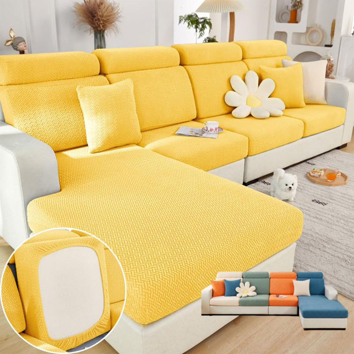 VFUX Soothing Home Sofa Covers, Sofa Hero Covers, Wear-Resistant Universal Couch Covers Washable Stretch Sectional Couch Cushion Covers (Green,Large Triple Seat Cover)