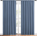 NICETOWN Living Room Curtains, Blackout Curtain Panels, Window Treatment Energy Saving Thermal Insulated Solid Rod Pocket Blackout Drapes/Draperies (Stone Blue, 1 Pair, 70 by 84-inch)