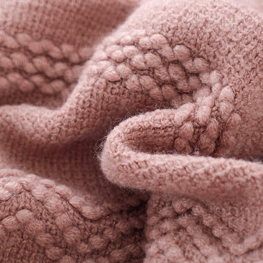 BOURINA Coral Pink Throw Blanket 60x80 Inch Knitted Soft Throw Sofa Blanket