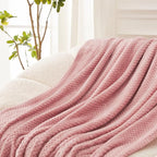 Exclusivo Mezcla Fleece Bed Blanket King Size, Super Soft and Warm Blankets for Couch, Sofa and Bed Waffle Textured, Cozy, Fuzzy and Lightweight (Dusty Pink, 90x104 Inches)