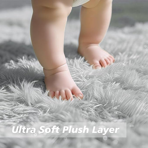 9x12 Fluffy Area Rugs for Living Room Bedroom,Grey Large Fuzzy Shag Rug