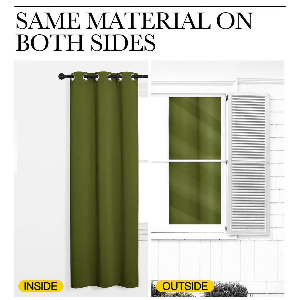 NICETOWN Olive Green Blackout Curtains 68 inches Length for Laundry Room, 2 Panels, 42" Wide, Thermal Insulated Decoration Drapes for Office Window